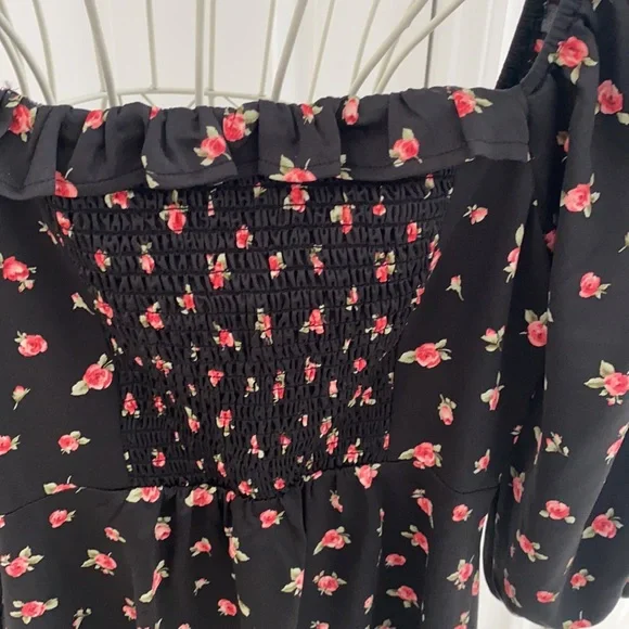 NWT! Forever 21 Satin Rose Corset Style Puff Sleeve Mini Dress - Picture 9 of 11